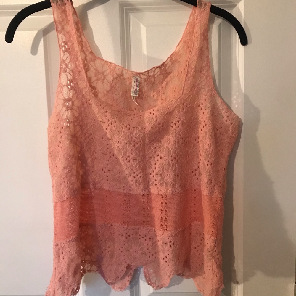 Pink lace Free People tank